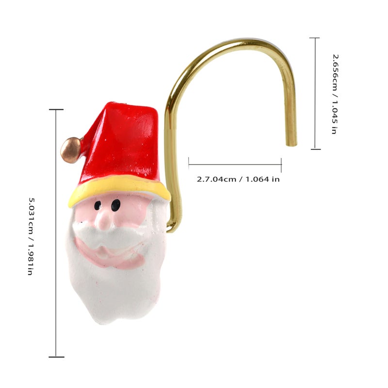 Twofishes Xmas Glod Boots Shower Curtain Hooks Set of 12 Decorative Rust Proof Christmas Red Boots Shower Curtain Rings Pack of 12 (Red) - Image 3